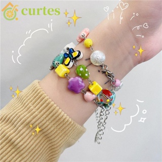 Curtes สร้อยข้อมือ กําไลข้อมือโซ่ แก้วคริสตัล รูปหัวใจน่ารัก เครื่องประดับ สําหรับผู้หญิง