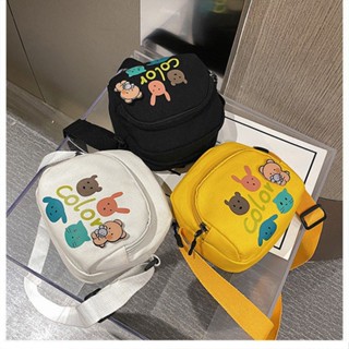 Spot# small bag for women 2023 new fashionable Korean style ins canvas messenger bag cute cartoon printed female student shoulder bag 8jj