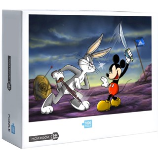 ขายดี ใหม่ จิ๊กซอว์ไม้ปริศนา รูปการ์ตูน Bugs Bunny Mickey Mouse Battle Fencing คลายเครียด สําหรับครอบครัว ตกแต่งผนังบ้าน