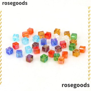 Rosegoods1 ลูกปัดคริสตัลสังเคราะห์ ทรงสี่เหลี่ยม คละสี 4*4 มม. สําหรับสร้อยข้อมือ