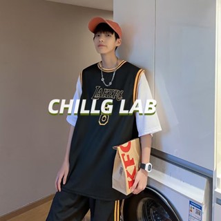 CHILLG LAB ท็อปส์ซูของผู้ชาย เสื้อยืด สูท ลำลอง เรียบง่าย ฮาราจูกุ อารมณ์ ห้าจุด แขน ใหม่ แนวโน้มขี้เกียจ วรรณกรรม ฤดูร้อน ญี่ปุ่น