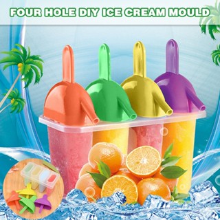 New Ice Pop Lolly Maker Tray Cream Popsicle Yogurt Mold Maker Mould 4 Freezer