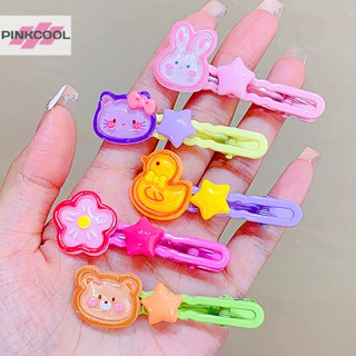 Pinkcool กิ๊บติดผม รูปการ์ตูนแมว กระต่าย หมี น่ารัก สีสันสดใส สําหรับเด็กผู้หญิง 2 ชิ้น ต่อชุด