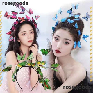 Rosegoods1 พวงมาลัยดอกไม้ ที่คาดผม เครื่องประดับผม PE พวงหรีดนางฟ้า สุดหรู พวงหรีดผีเสื้อ เครื่องประดับศีรษะ งานแต่งงาน