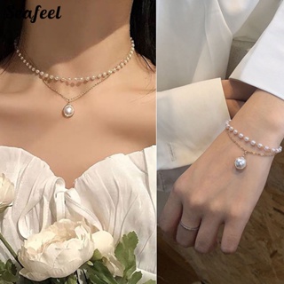 [Fashion Style] สร้อยคอ สร้อยข้อมือ ประดับไข่มุกเทียม สองชั้น เข้ากับทุกการแต่งกาย ใส่สบาย สําหรับผู้หญิง