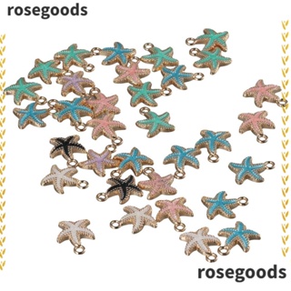 Rosegoods1 จี้รูปปลาดาว โลหะผสมทอง 19*15 มม. คละสี สําหรับทําเครื่องประดับ งานฝีมือ 60 ชิ้น