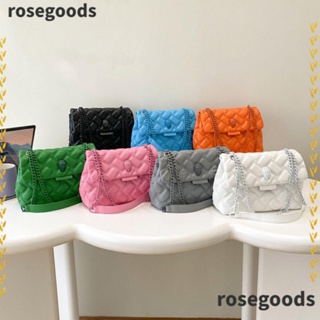 Rosegoods1 กระเป๋าสะพายไหล่ สะพายข้าง หนัง Pu ทรงสี่เหลี่ยม ขนาดเล็ก จุของได้เยอะ สีพื้น แฟชั่นสําหรับสตรี