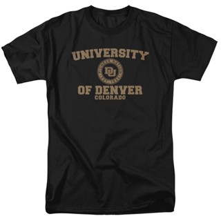 เสื้อยืด พิมพ์ลายโลโก้ University Of Denver สีดํา สําหรับผู้ใหญ่ S5Xl