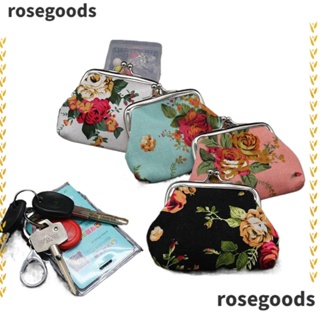 Rosegoods1 กระเป๋าสตางค์ กระเป๋าคลัทช์ กระเป๋าใส่เหรียญ ผ้าแคนวาส ลายดอกไม้ สําหรับผู้หญิง