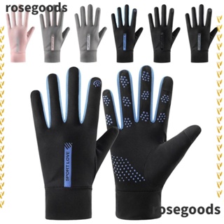 Rosegoods1 ถุงมือ ผ้าเรยอน กันลื่น ระบายอากาศ ป้องกันรังสียูวี สําหรับขับขี่