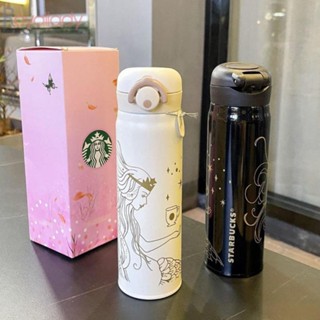 #ROYALLADY#Thermos Starbucks แก้วน้ํา มีฉนวนกันความร้อน ทนทาน กันสนิม ลายนางเงือก 500 มล.