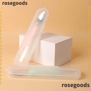 Rosegoods1 ช้อนโคลนผลไม้ แบบสเตนเลสสตีล สําหรับป้อนอาหารเด็กทารก