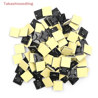 (Takashiseedling) อุปกรณ์เมาท์ขาตั้ง มีกาวในตัว ขนาด 20x20 x 6 มม. สําหรับวางสายเคเบิ้ล 100 ชิ้น