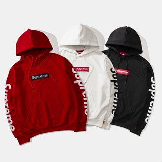 เสื้อกันหนาว มีฮู้ด ปักลายโลโก้ Supreme box