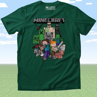 2023 ฤดูร้อนผ้าฝ้าย เสื้อยืด ลาย Minecraft Mob Green สําหรับเด็ก และผู้ใหญ่S-5XL