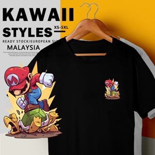 🌈XS-5XL Ready Stock 100% Cotton UNISEX Red Mario Bros Short Sleeve T-shirt Women Men Lelaki Perempuan Baju