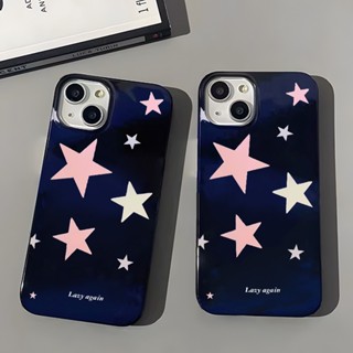 เคสโทรศัพท์มือถือซิลิโคน TPU นิ่ม กันกระแทก ลายดาว สีชมพู สีดําสดใส สําหรับ IPhone 14 13 12 11 Pro XS Max X XR 7+8 Plus