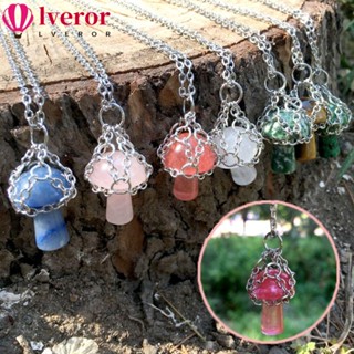 Lveror สร้อยคอโลหะคริสตัล ทองแดง สีเงิน จี้รูปเห็ด สร้างสรรค์ สําหรับตกแต่งบ้าน