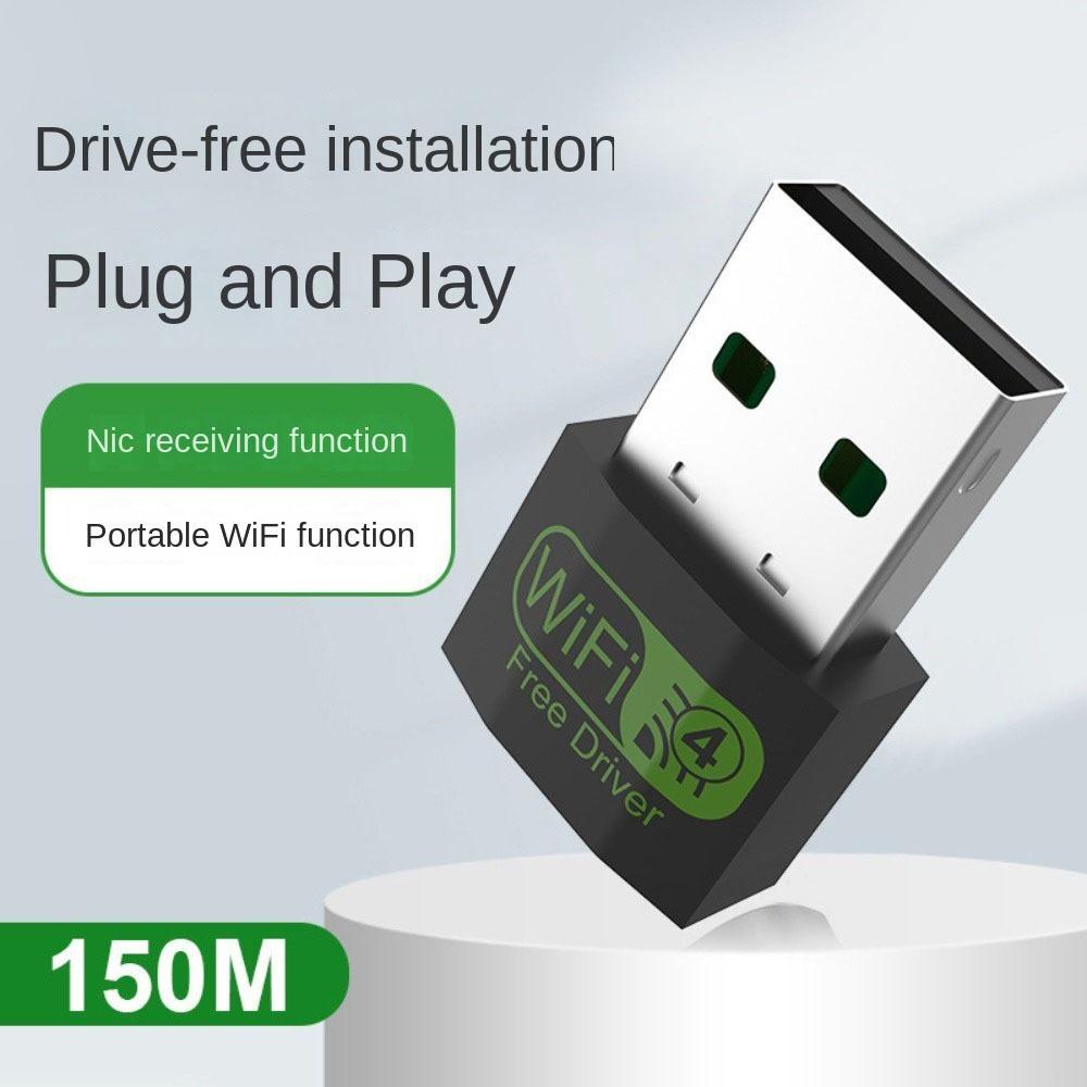 Prettie การ์ดเครือข่าย USB ขนาดเล็กฟรี, ตัวรับสัญญาณ WiFi LAN อะแดปเตอร์ WiFi, ไร้สายความเร็วสูง 150Mbps แบบพกพาสําหรับคอมพิวเตอร์/โทรศัพท์