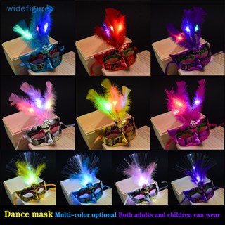 Widefigure หน้ากากขนนก ผีเสื้อ มีไฟกระพริบ LED สําหรับปาร์ตี้ งานแต่งงาน