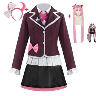 เครื่องแต่งกายคอสเพลย์ Utsugi Kotoko JK Uniform Wigs Headwear Danganronpa เหมาะกับปาร์ตี้ฮาโลวีน สําหรับผู้หญิง