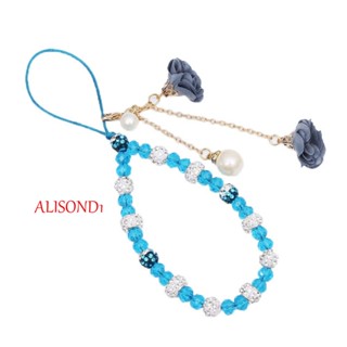 Alisond1 สายคล้องโทรศัพท์มือถือ ประดับลูกปัดคริสตัล วิบวับ อุปกรณ์เสริม สําหรับห้อยโทรศัพท์มือถือ