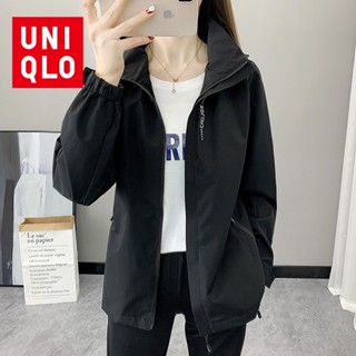 Uniqlo เสื้อแจ็กเก็ตกันลม กันน้ํา สไตล์สปอร์ต แฟชั่นสําหรับผู้หญิง