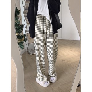 426# Ice Silk Stripe High Waist Thin Striped Drape Casual Pants Womens New Loose Straight Mopping Pants