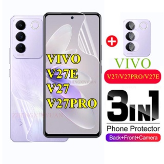 3in1 ฟิล์มไฮโดรเจล แบบนิ่ม ป้องกันหน้าจอ และเลนส์กล้อง สําหรับ VIVO V27E V27 PRO VIVOV27E V27PRO V 27