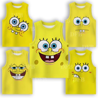 [3-12 ปี] เสื้อยืดคอกลม แขนกุด ลายการ์ตูน Spongebob SquarePants สุดเท่ ของขวัญวันเกิด สําหรับเด็กผู้ชาย