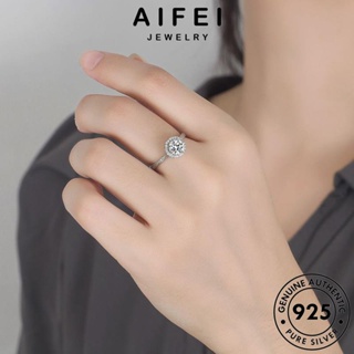 AIFEI JEWELRY Silver เครื่องประดับ เกาหลี 925 แท้ ต้นฉบับ แหวน แฟชั่น รอบสี่กรงเล็บ มอยส์ซาไนท์ไดมอนด์ เงิน ผู้หญิง เครื่องประดับ R141