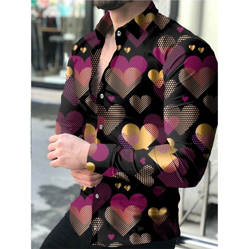 เสื้อคาร์ดิแกนแขนยาวลําลอง พิมพ์ลายหัวใจ ขนาดใหญ่ หรูหรา คุณภาพสูง แฟชั่นสําหรับผู้ชาย