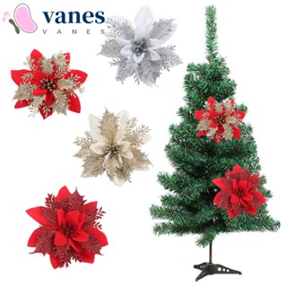 Vanes1 พวงดอกไม้ประดิษฐ์ สีแดง สีทอง สําหรับตกแต่งบ้าน ต้นคริสต์มาส ปีใหม่