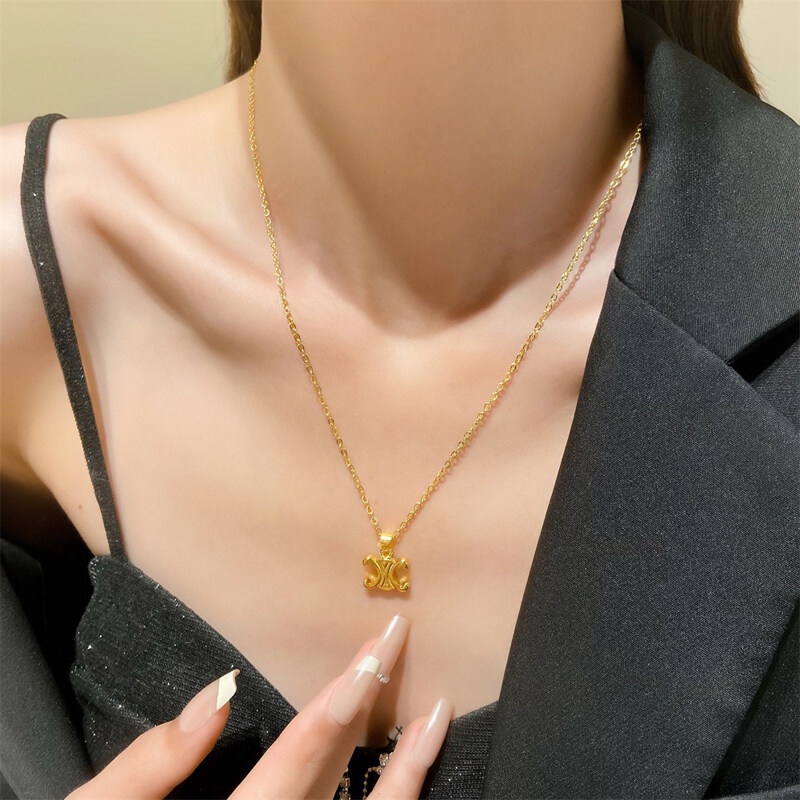 สร้อยคอโลหะ จี้ตัวอักษร สีทอง สไตล์เกาหลี ของขวัญแฟชั่น สําหรับผู้หญิง - รูปที่ 4