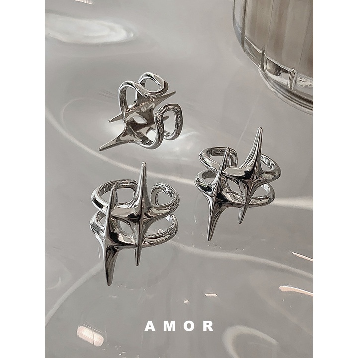 Star Ring ปรับขนาดได้ ดีไซน์นิช แฟชั่นส่วนบุคคล Sweet Cool