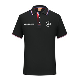 เสื้อโปโลแขนสั้น คุณภาพสูง แฟชั่นฤดูร้อน สําหรับ Mercedes Benz 4S Store AMG Fleet F1