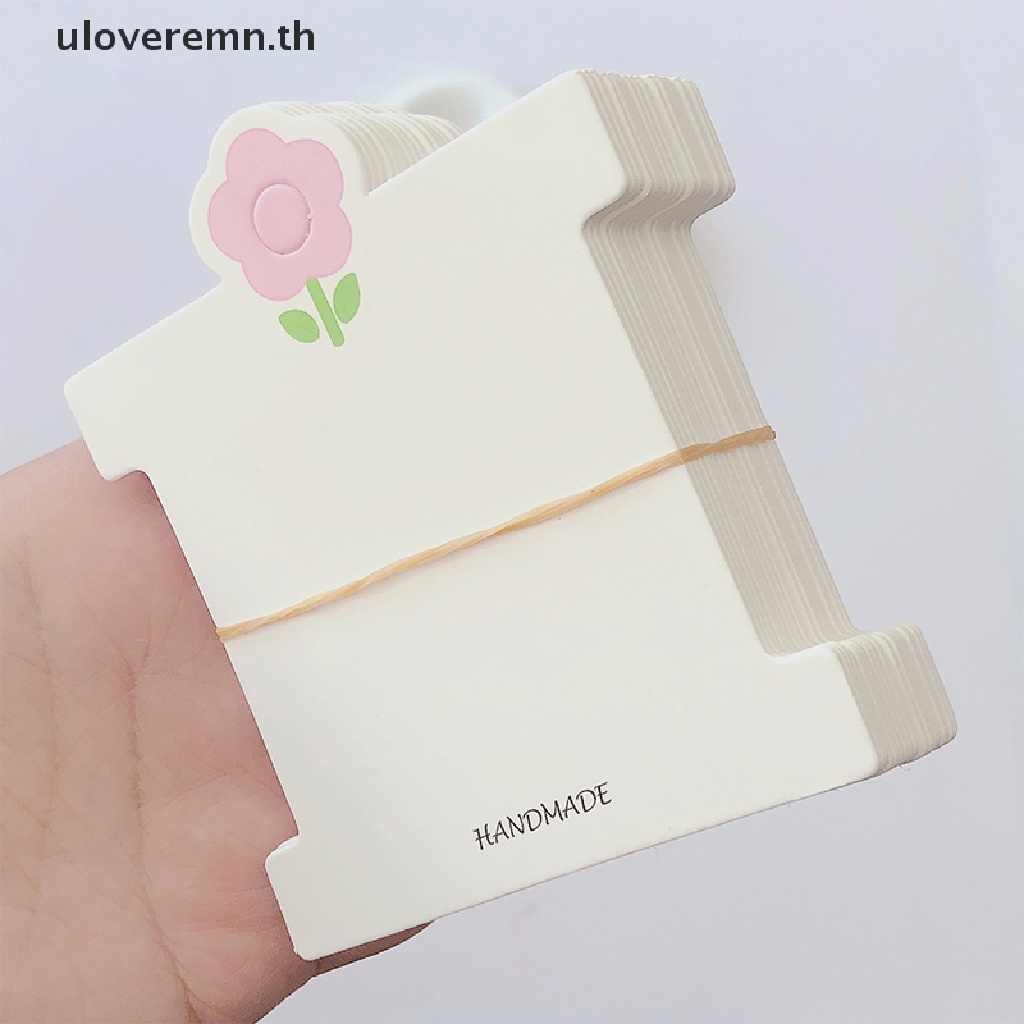 Ulo ป้ายแท็กกระดาษแข็ง ลายดอกไม้ สีชมพู สําหรับแขวนกิ๊บติดผม เครื่องประดับ แฮนด์เมด DIY 50 ชิ้น