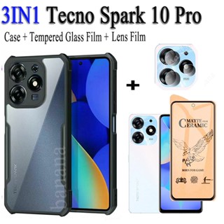 3in1 Tecno Spark 10 pro เคสโทรศัพท์ กันกระแทก สําหรับ Spark go 2023 2022 8C ฟิล์มฝ้าเซรามิค + ฟิล์มเลนส์กล้อง