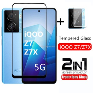 2in1 ฟิล์มกระจกนิรภัยกันรอยหน้าจอ 9D กันระเบิด สําหรับ iQOO Z7 Z7X 5G iQOOZ7 iQOOZ7X