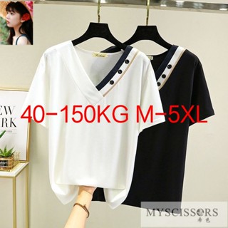 【 M-5xl 40-150kg 】เสื้อยืดแขนสั้น ทรงหลวม พลัสไซซ์ สไตล์เกาหลี พลัสไซซ์ สําหรับผู้หญิง 2023 300jin