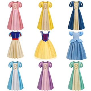 ชุดเดรสคอสเพลย์ Disney Princcess Cinderella Snow White สําหรับเด็กวัยหัดเดิน อายุ 2-10 ปี