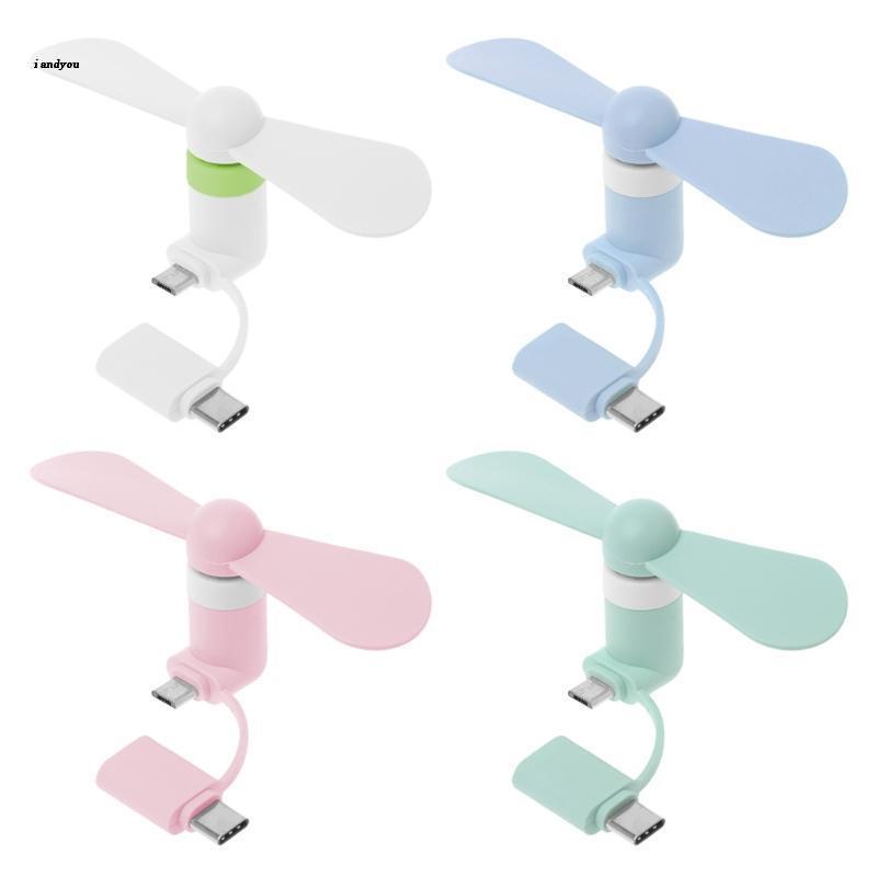 2 in 1 พัดลมระบายความร้อน Type C Micro USB Mini สําหรับ HTC Type-C USB-C สําหรับ Smart Cell Phon