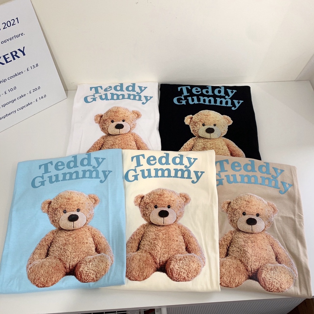 S052 เสื้อยืด oversize ผ้าคอตตอน สกรีน Teddy Gummy