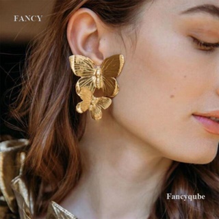 Fancy ใหม่ ต่างหูสตั๊ด รูปผีเสื้อ สไตล์มินิมอล แฟชั่นเรโทร สําหรับผู้หญิง