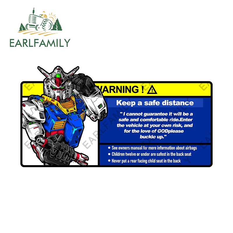 Earlfamily 13 ซม.6.9 Gundam Keep Safe ระยะทางคําเตือนรถสติกเกอร์ไวนิล Decal Creative โน้ตบุ๊คกันน้ํา Windows Trunk รถสินค้า