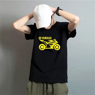 เสื้อยืดผ้าฝ้าย พิมพ์ลาย YAMAHA MOTORCYCLE CASUAL RACING สีดํา สําหรับผู้ชาย OU46ET565W36293