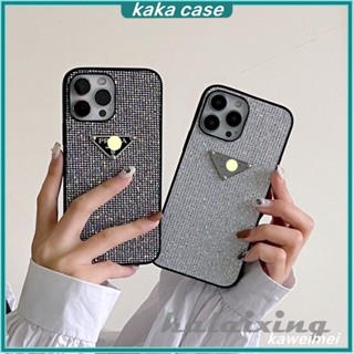 เคสโทรศัพท์มือถือ แบบนิ่ม ลาย Prada ประดับเพชร สําหรับ IPhone 14Pro Max 13 12 11Pro Max Xs Max XR 7 8 Plus