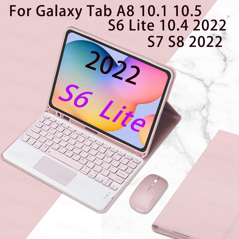 (แป้นพิมพ์ภาษาไทย)เคสคีย์บอร์ดบลูทูธ พร้อมทัชแพด ถอดออกได้ สําหรับ Samsung Galaxy Tab A8 10.5 S7 FE S6 Lite Tab S6 Lite A7 S7 S7 Plus A8