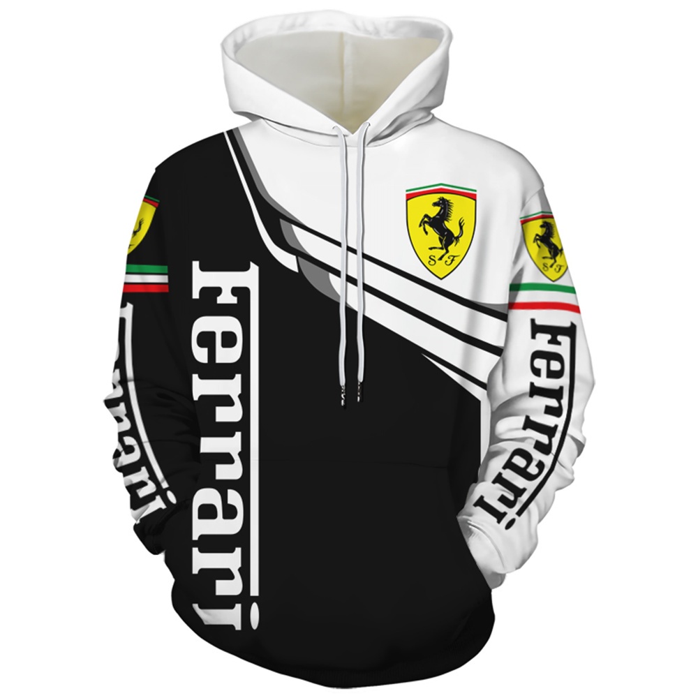 เสื้อแจ็กเก็ต มีฮู้ด พิมพ์ลายโลโก้ Ferrari คุณภาพสูง แฟชั่นสําหรับผู้ชาย 2023