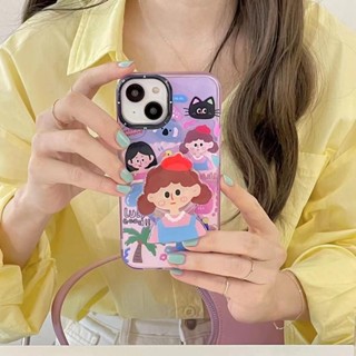 เคสโทรศัพท์มือถือ กันลื่น ลายเด็กผู้หญิงน่ารัก พร้อมที่ตั้งวาง สําหรับ iPhone 14Pro max 14ProiPhone 14 iPhone13 Pro iPhone 13Pro max iPhone12 Pro 11 Airpods 1 2 Pro 3